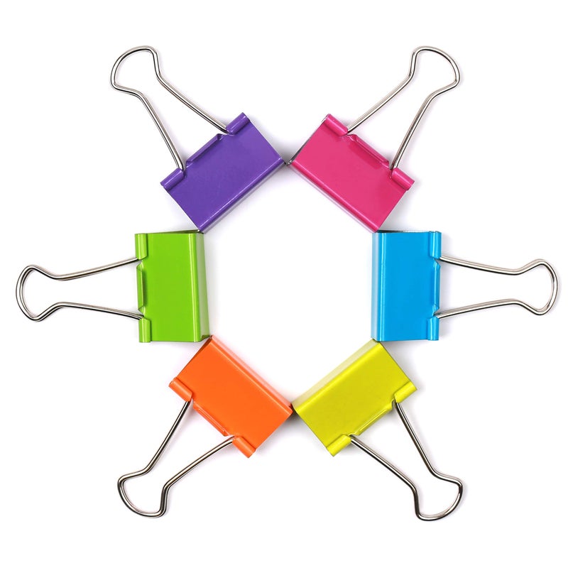 Office Style Medium Sized Binder Clips with Clear Plastic Storage Container - 12 Pieces - Large - Image 4